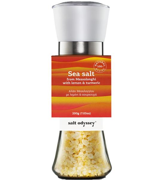 Θαλασσινό αλάτι Μεσολογγίου με λεμόνι και κουρκουμά​-Odyssey Salt-200gr