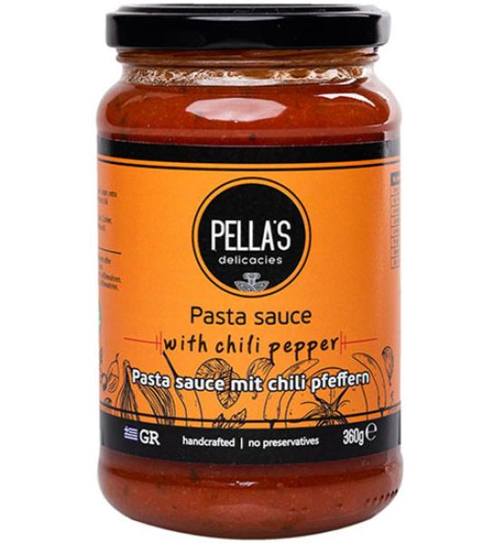 Σάλτσα τομάτας με καυτερές πιπεριές-Pella's Delicacies-360gr