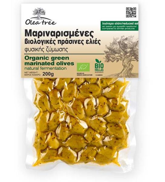 Βιολογικές πράσινες μαριναρισμένες ελιές-Olea tree-200gr