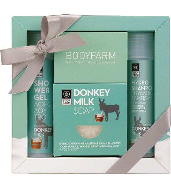 Mini gift set Donkey milk (shower gel, soap, hydro shampoo)-Body Farm