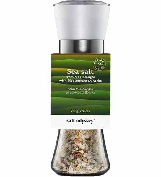 Θαλασσινό αλάτι Μεσολογγίου με βότανα Μεσογείου-Salt Odyssey-160gr