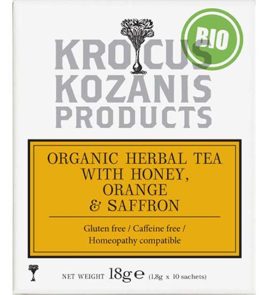 Organic Herbal tea with honey, orange & saffron-Krocus Kozanis Products-18gr